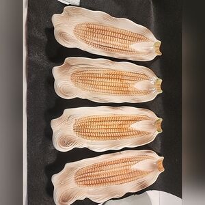 Vintage Corn on the Cob Dishes Ceramic Trays Set Of 4 Made in Japan 1950's